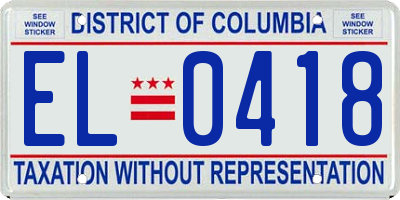 DC license plate EL0418