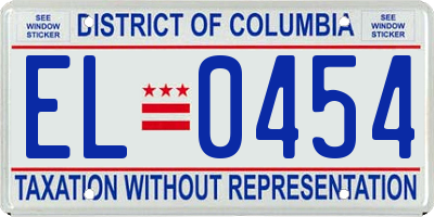 DC license plate EL0454