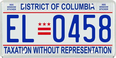 DC license plate EL0458