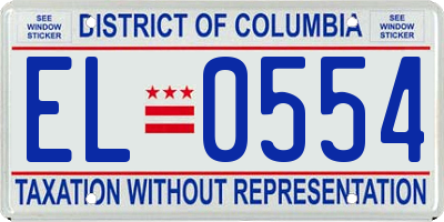 DC license plate EL0554