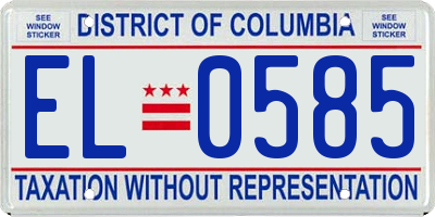 DC license plate EL0585