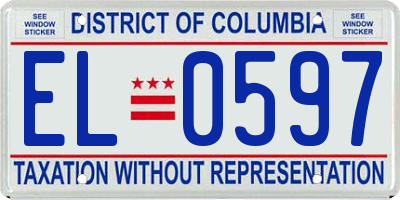 DC license plate EL0597