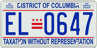 DC license plate EL0647