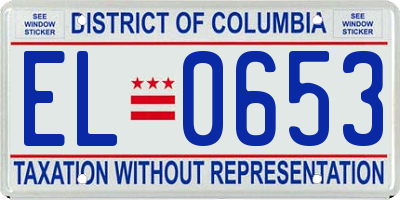 DC license plate EL0653