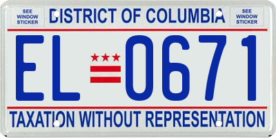 DC license plate EL0671