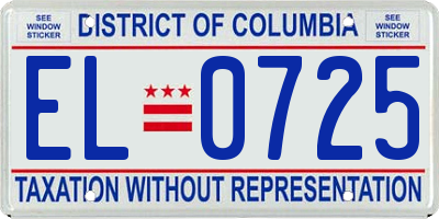 DC license plate EL0725