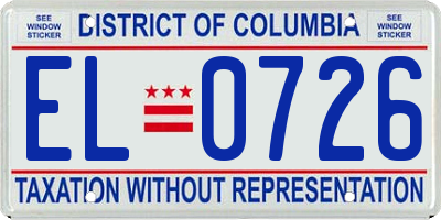 DC license plate EL0726