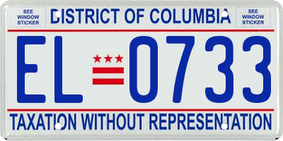 DC license plate EL0733