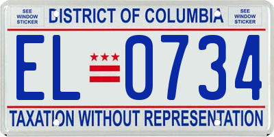 DC license plate EL0734