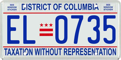 DC license plate EL0735