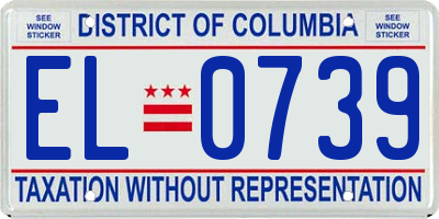 DC license plate EL0739