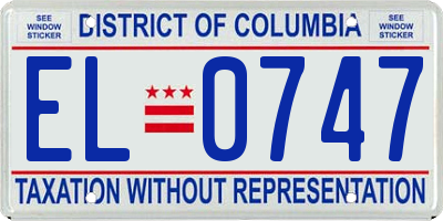 DC license plate EL0747