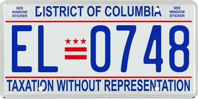 DC license plate EL0748