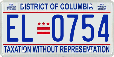 DC license plate EL0754