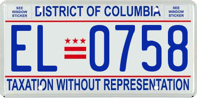 DC license plate EL0758