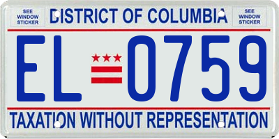 DC license plate EL0759