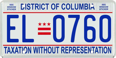 DC license plate EL0760