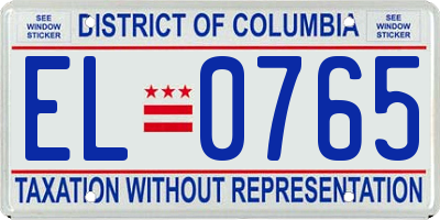 DC license plate EL0765