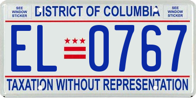 DC license plate EL0767