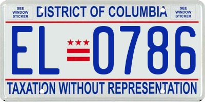 DC license plate EL0786