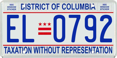 DC license plate EL0792