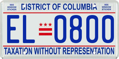DC license plate EL0800