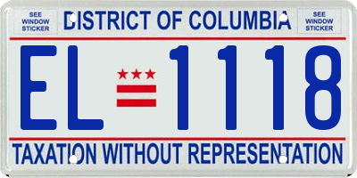 DC license plate EL1118