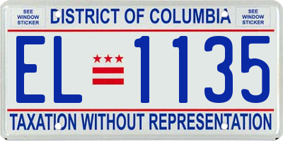 DC license plate EL1135