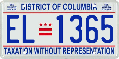 DC license plate EL1365