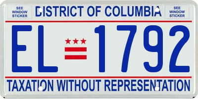 DC license plate EL1792