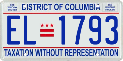 DC license plate EL1793