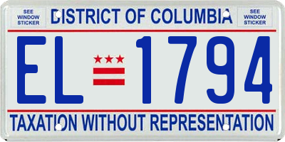 DC license plate EL1794