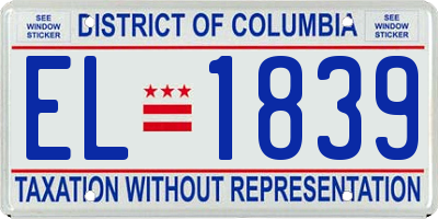 DC license plate EL1839