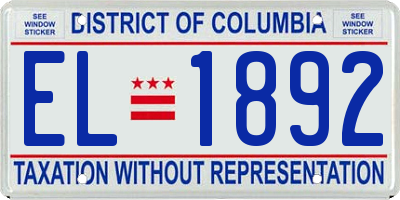 DC license plate EL1892