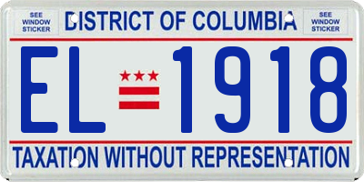 DC license plate EL1918