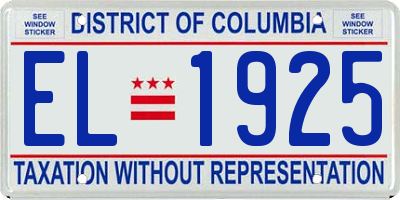 DC license plate EL1925