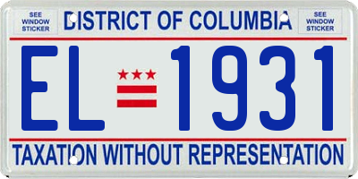 DC license plate EL1931