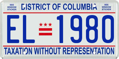 DC license plate EL1980