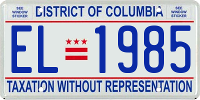 DC license plate EL1985