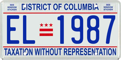 DC license plate EL1987