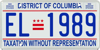 DC license plate EL1989