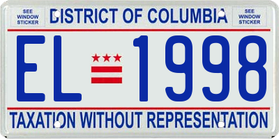 DC license plate EL1998