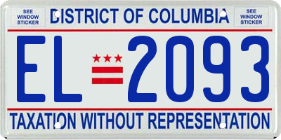 DC license plate EL2093