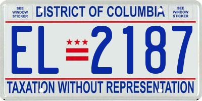 DC license plate EL2187