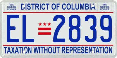 DC license plate EL2839