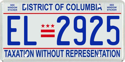 DC license plate EL2925