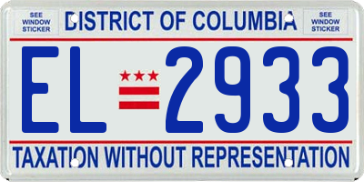 DC license plate EL2933