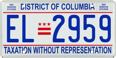 DC license plate EL2959