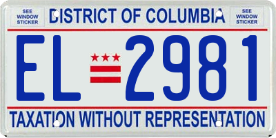 DC license plate EL2981