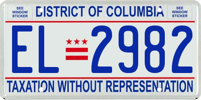 DC license plate EL2982